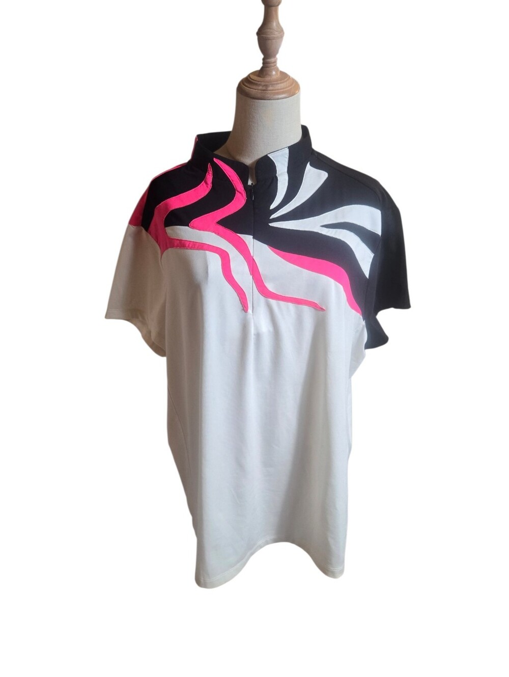 Jamie Sadock Athletic Shirt with Black & Hot Pink Graphic Detail Plus Size